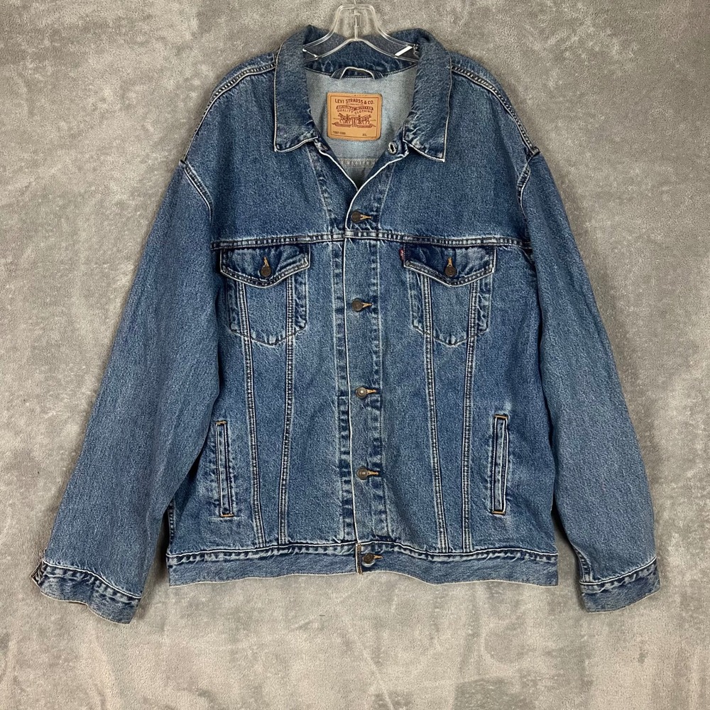 Vintage Levis Denim Trucker Jacket Mens XXL Medium Wash Western